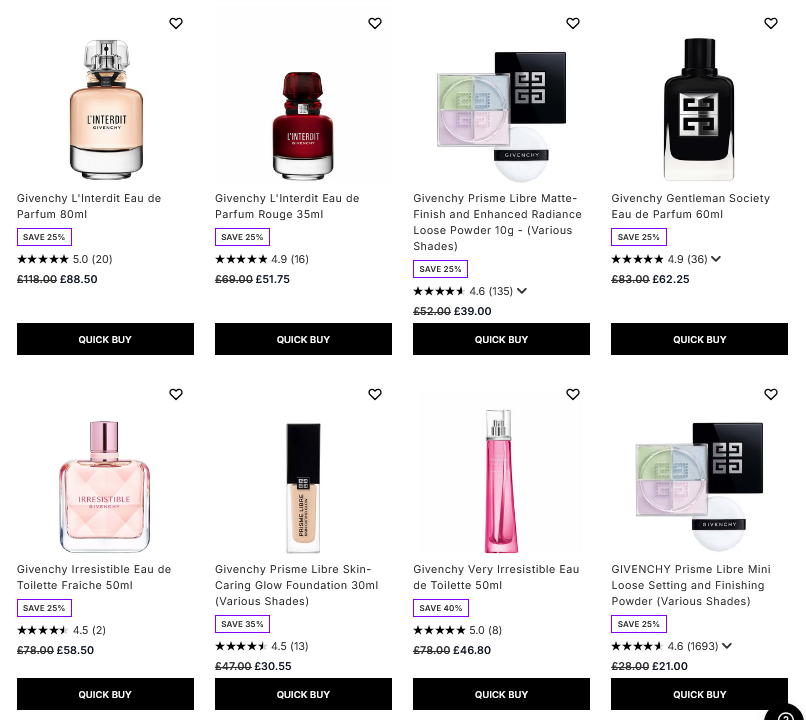 25% off Givenchy at Lookfantastic