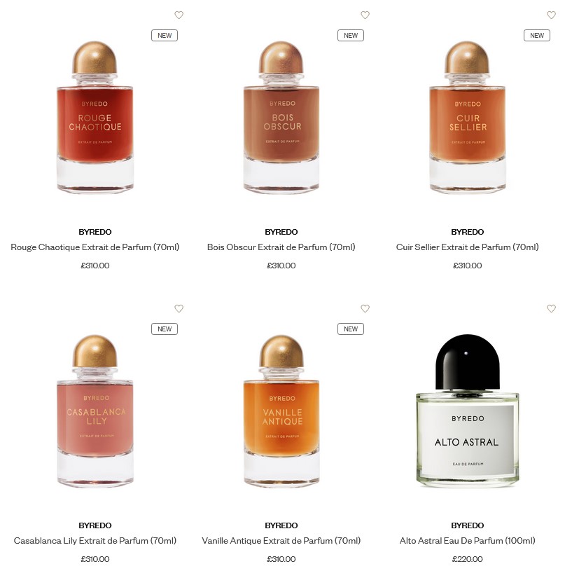 New Byredo perfumes at Harrods