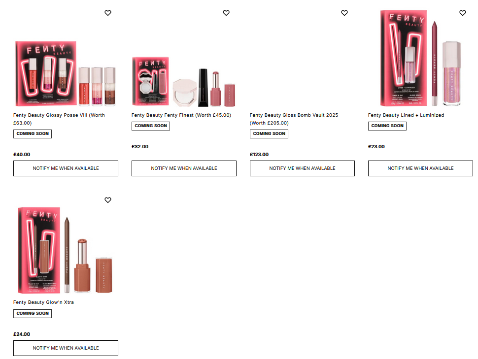 Fenty Beauty Holiday 2025 Gift Sets