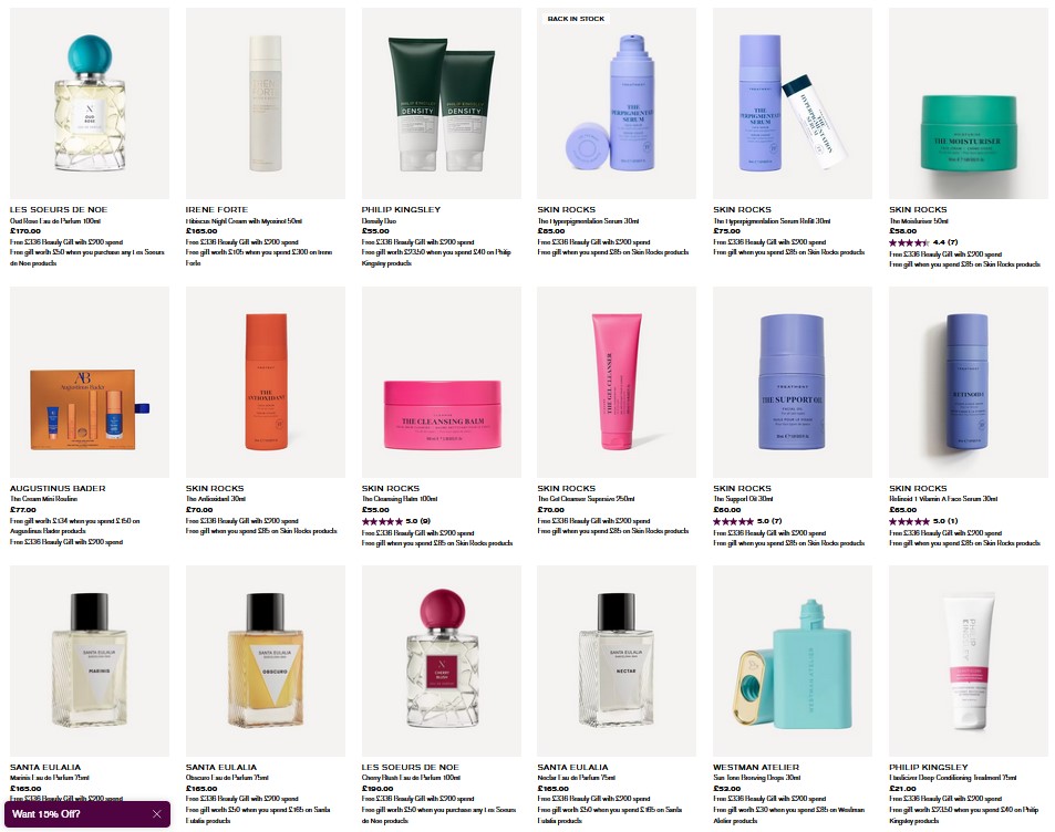 Gift with purchase offers at Liberty London