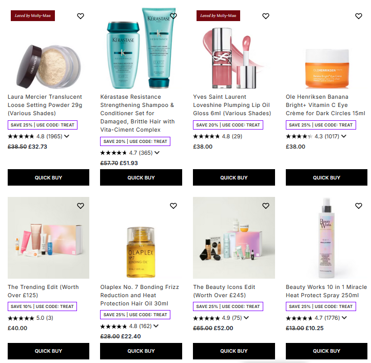 Up to 25% off selected at Lookfantastic