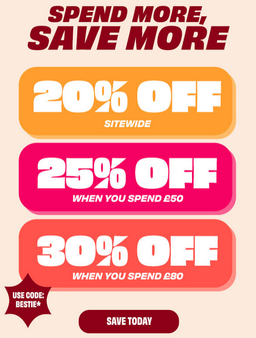 Spend and save offer at Benefit