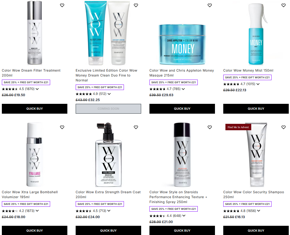 25% off Color Wow at Lookfantastic