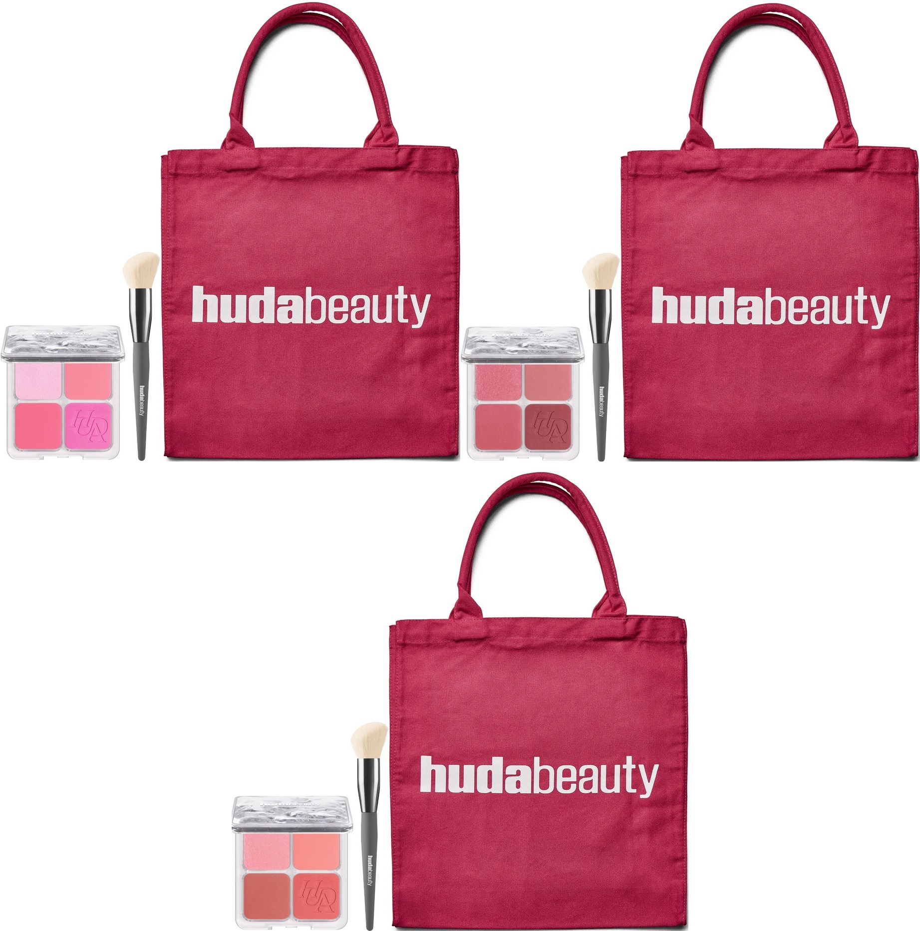 HUDA BEAUTY Blush Filter Palette, Diffusing Brush and Tote Bag set