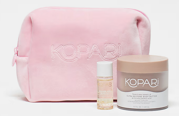 Kopari X ASOS Exclusive Tahitian Vanilla Body Butter, Golden Body Oil and Bag