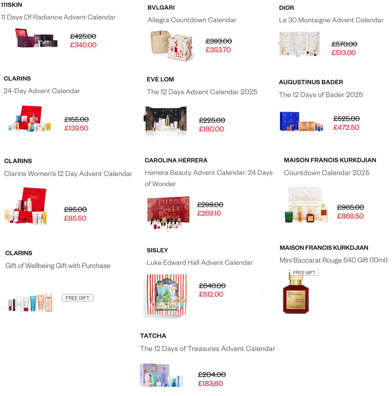 10% off Beauty Advent Calendars at Harrods