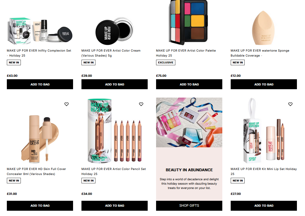 MAKE UP FOR EVER Holiday 2025 Gift Sets
