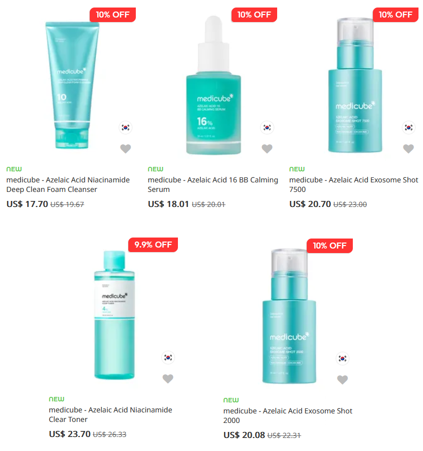 New Medicube Azelaic Acid products