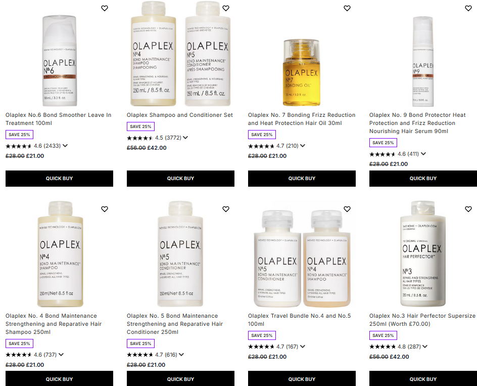 25% off Olaplex at Lookfantastic