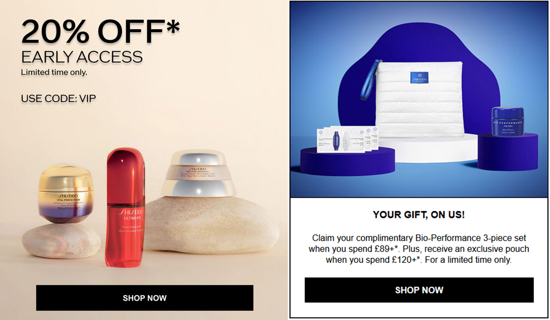 20% off selected at Shiseido