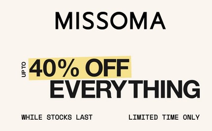 Up to 40% off everything at Missoma