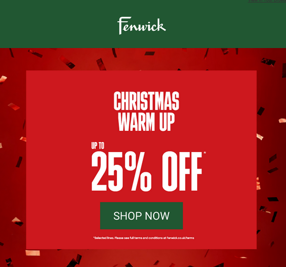 Up to 25% off sale at Fenwick Up to 25% off sale at Fenwick