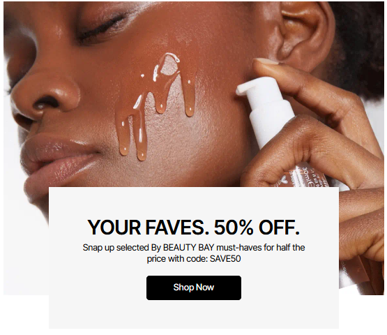 50% off selected at BEAUTY BAY