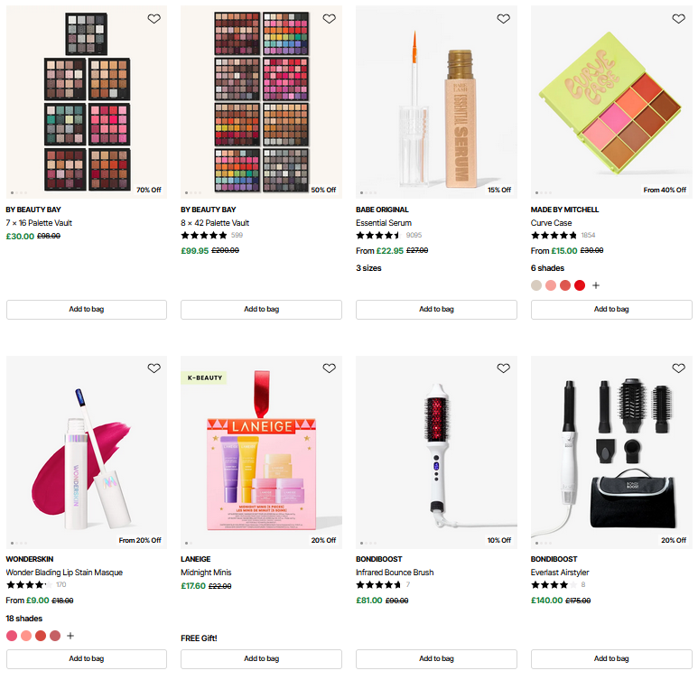 Up to 65% off sale at BEAUTY BAY