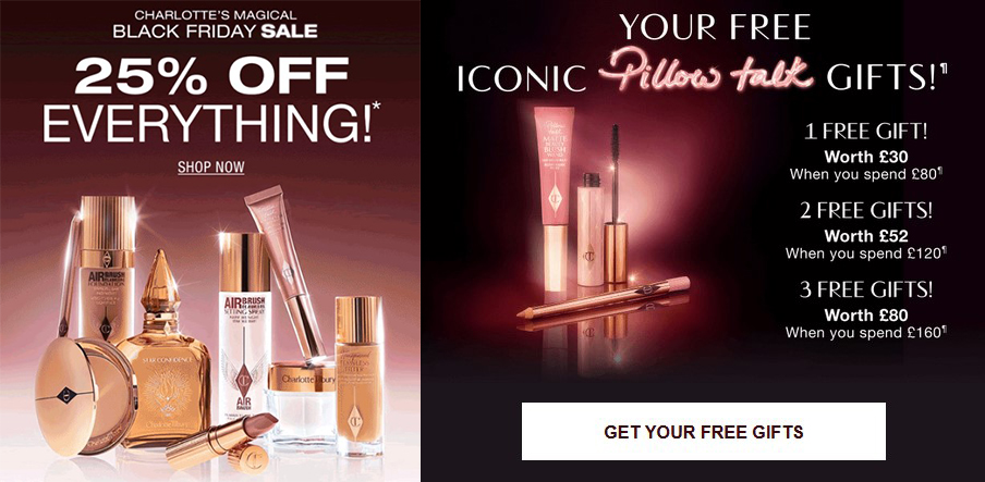 25% off everything at Charlotte Tilbury + free gifts 25% off everything at Charlotte Tilbury + free gifts