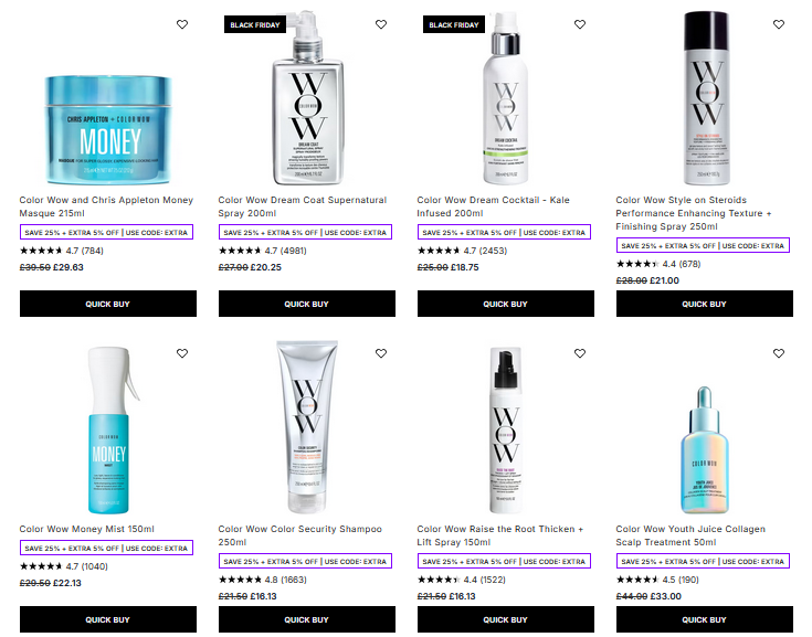 25% off selected Color WOW at Lookfantastic