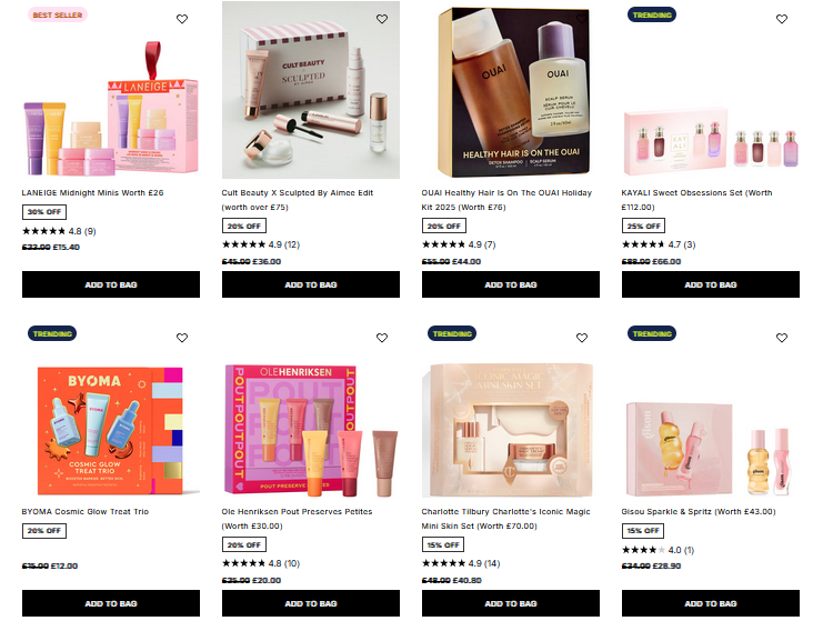 Up to 25% off Gifts & Sets at Cult Beauty