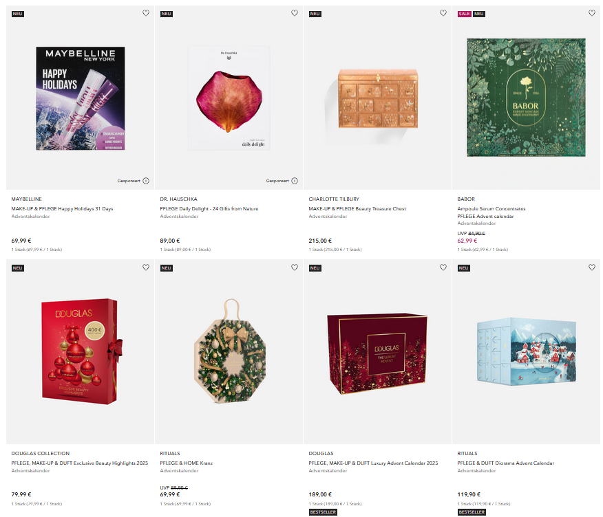 20% off Advent Calendars at Douglas