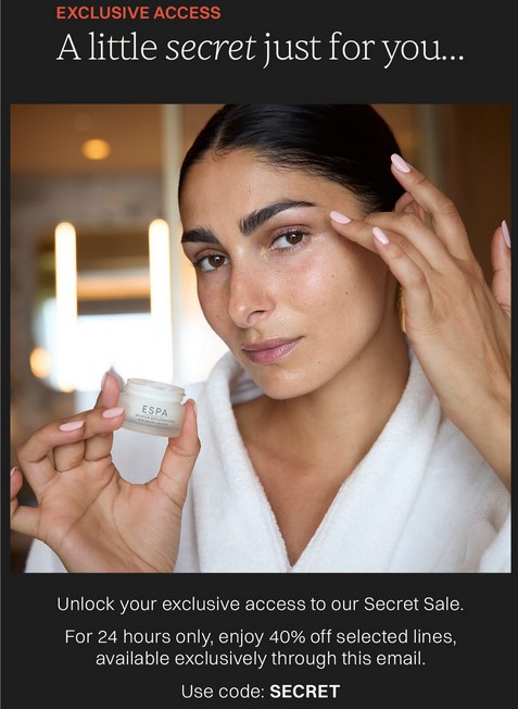 40% off selected at ESPA 40% off selected at ESPA