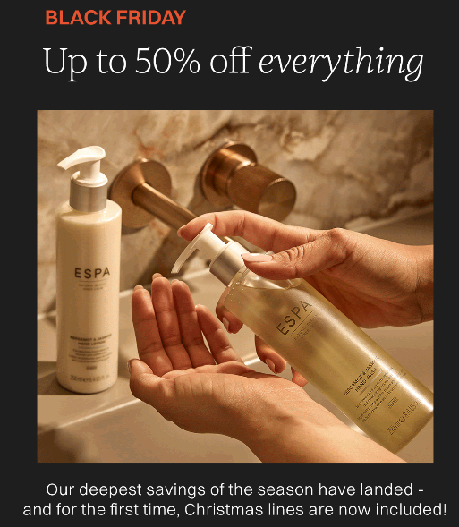 Black Friday at ESPA: Up to 50% off selected