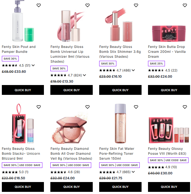 25-30% off Fenty Beauty at Lookfantastic 25-30% off Fenty Beauty at Lookfantastic