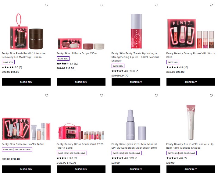 Up to 30% off Fenty Beauty at Lookfantastic