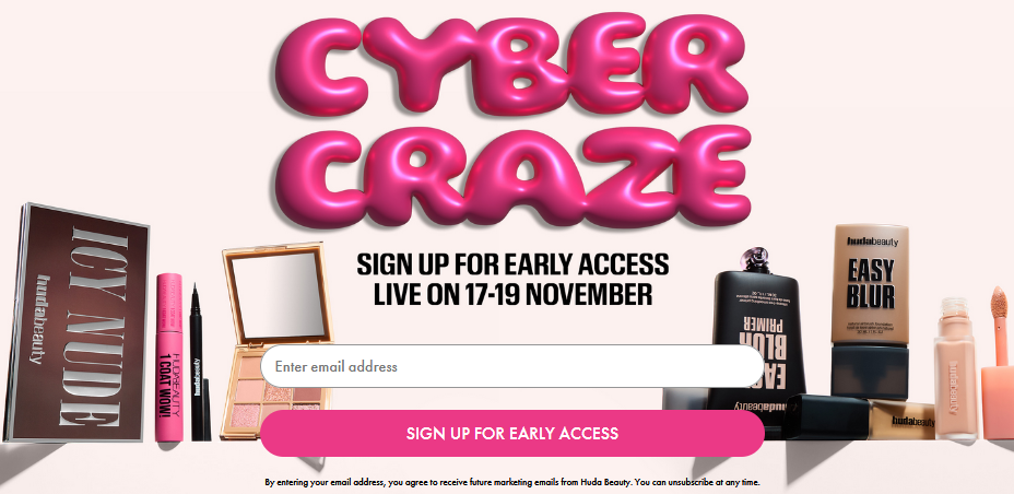 The Black Friday waitlist at Huda Beauty 