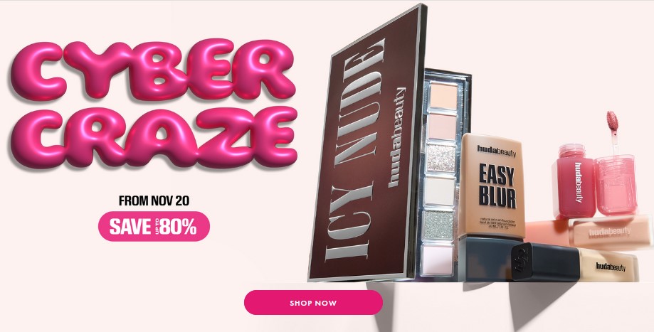 Up to 80% off sale at Huda Beauty
