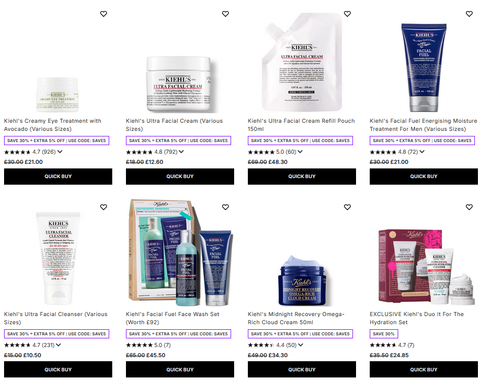 30% off Kiehl's at Lookfantastic