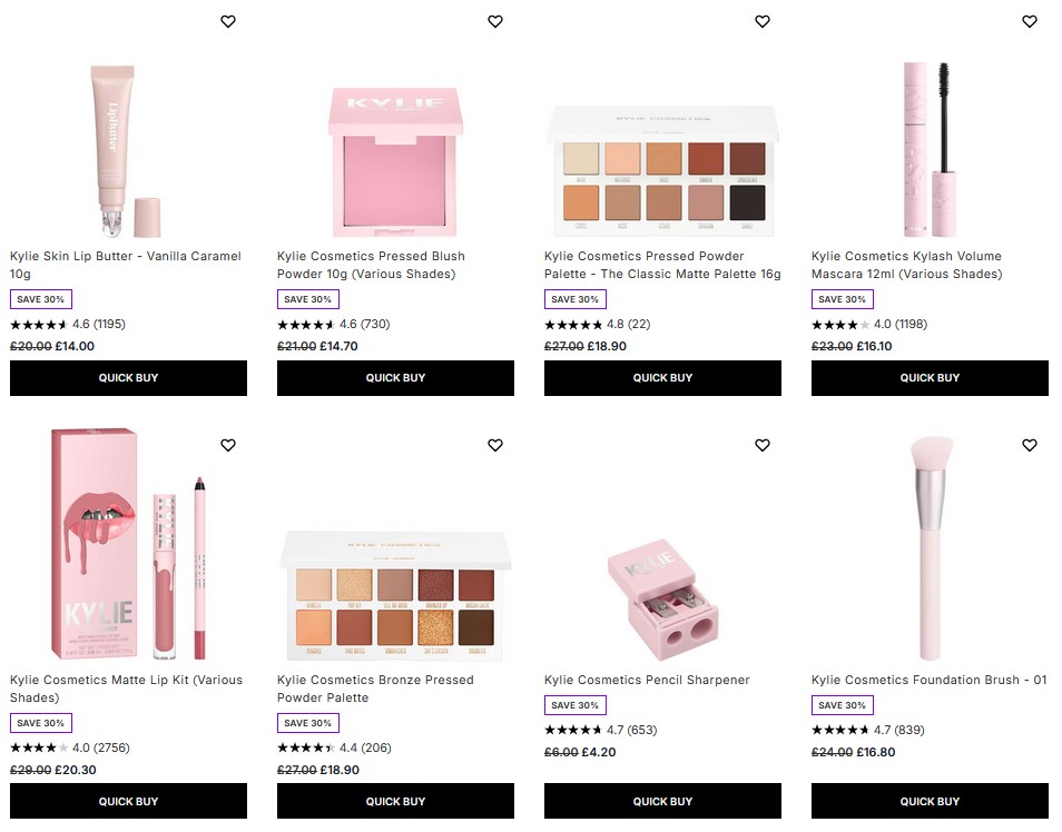 30% off Kylie Cosmetics at Lookfantastic