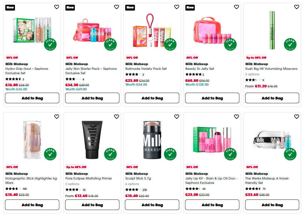 30% off Milk Makeup at Sephora UK 30% off Milk Makeup at Sephora UK