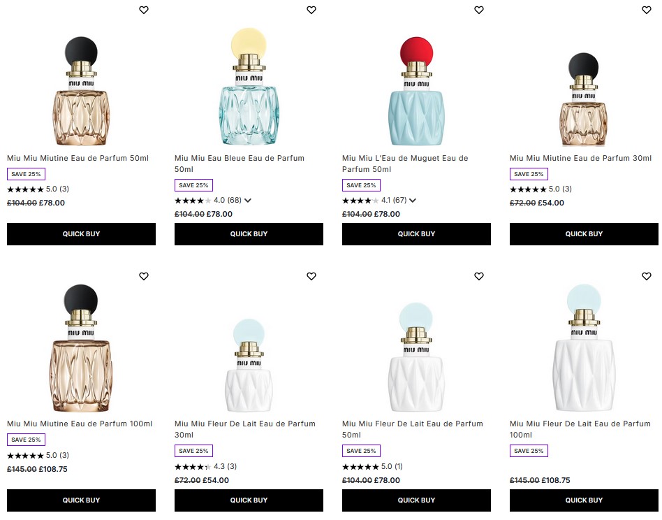 25% off Miu Miu at Lookfantastic