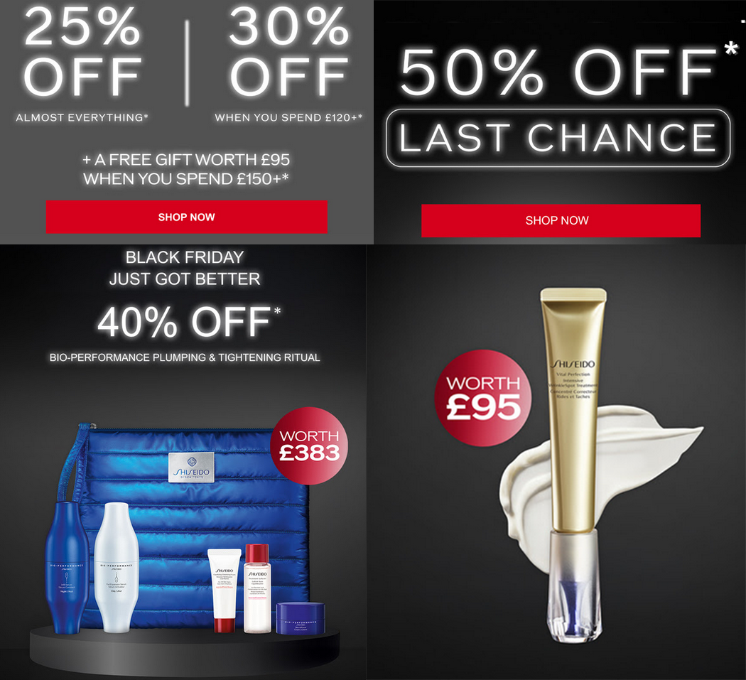 Black Friday offers at Shiseido