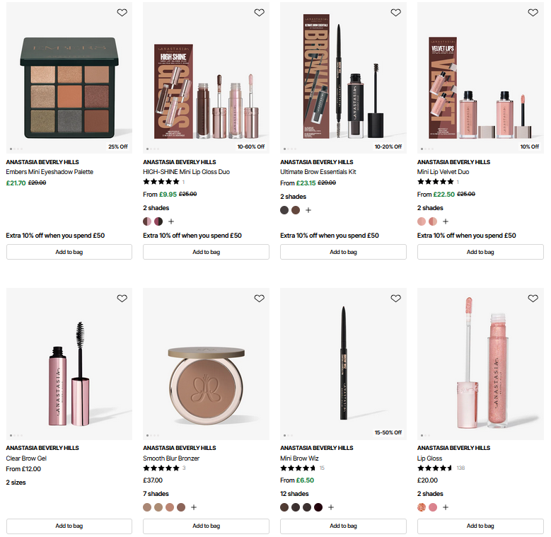 Up to 60% off selected Anastasia Beverly Hills at Beauty Bay