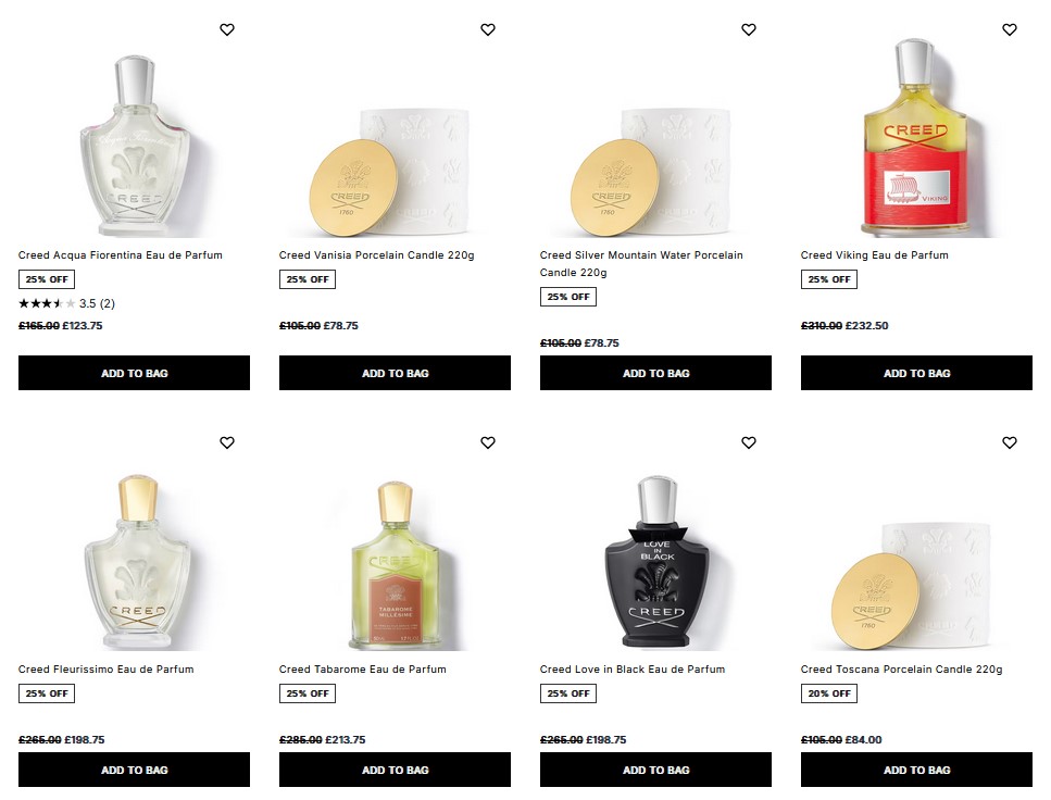 Up to 25% off Creed at Cult Beauty