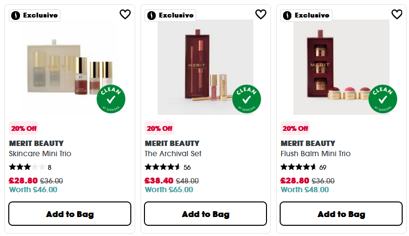 20% off selected MERIT Beauty at Sephora UK 20% off selected MERIT Beauty at Sephora UK
