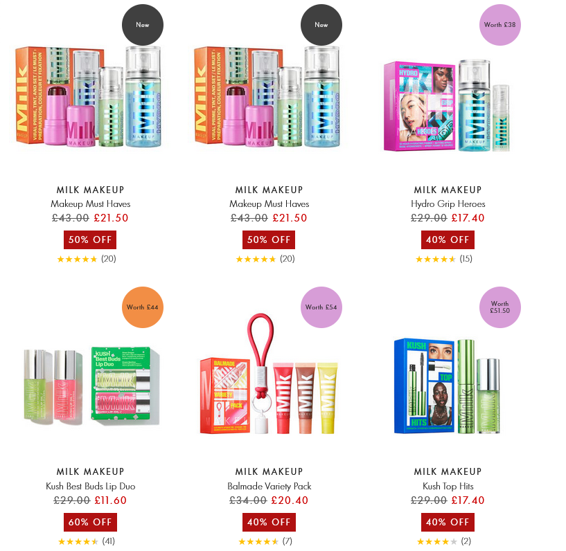 Up to 50% off selected Milk Makeup at Space NK