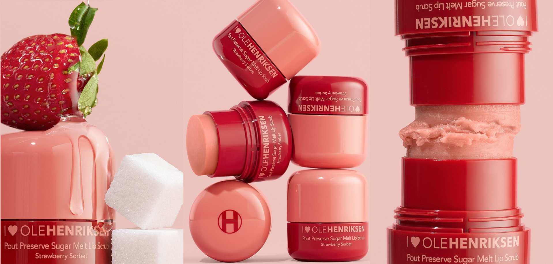 Olehenriksen Sugar Melt Lip Scrub Strawberry Sorbet