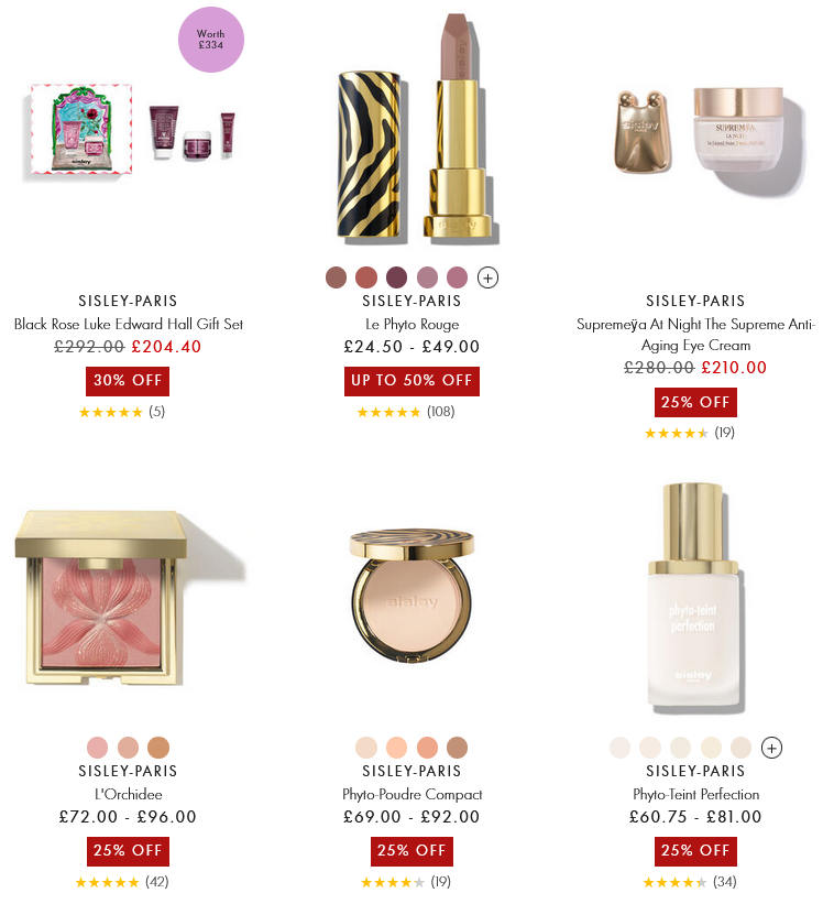 Up to 50% off selected Sisley Paris at Space NK
