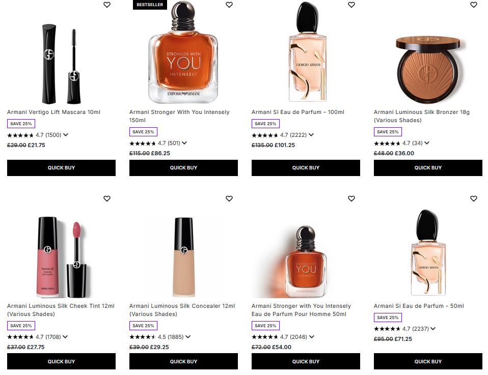 25% off Armani at Lookfantastic 