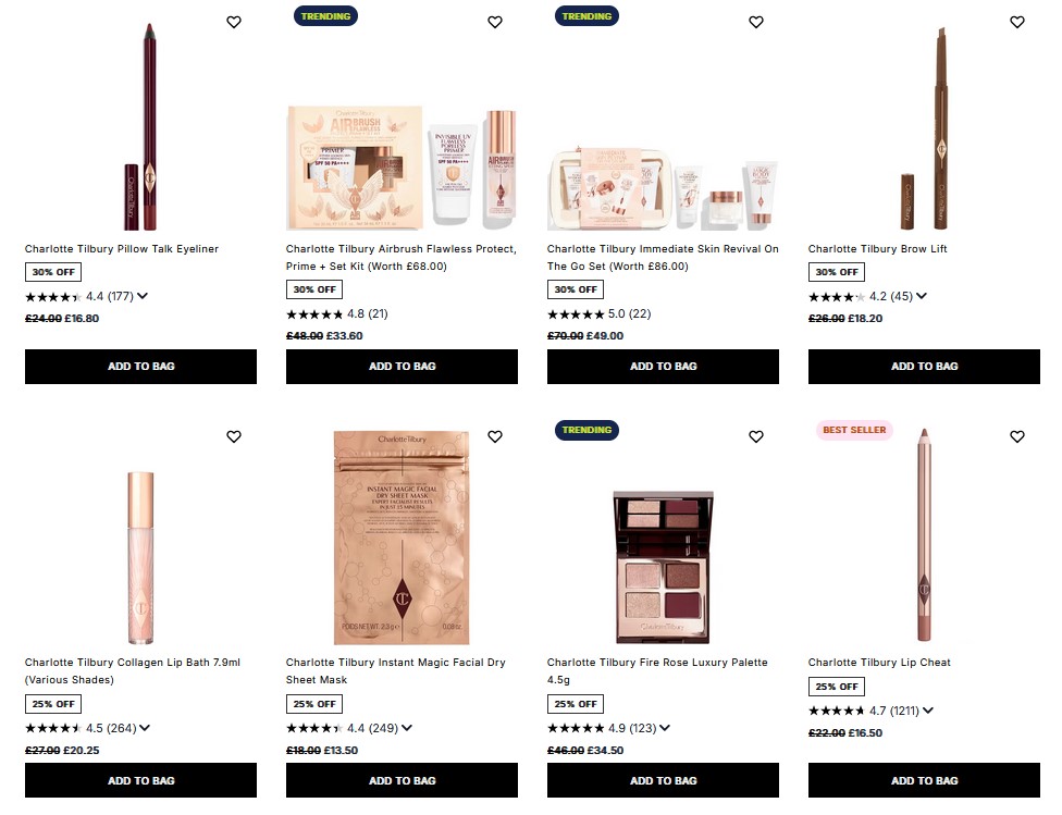 Up to 30% off Charlotte Tilbury at Cult Beauty