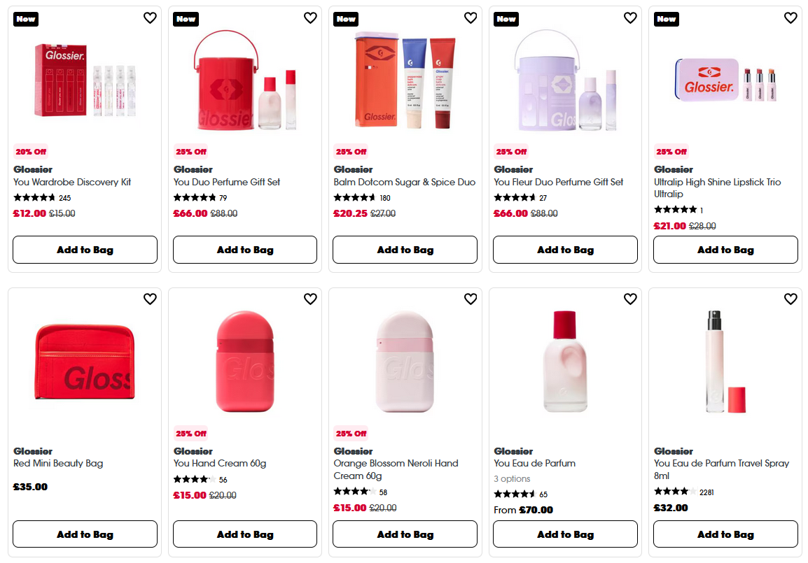 Up to 25% off Glossier at Sephora UK Up to 25% off Glossier at Sephora UK