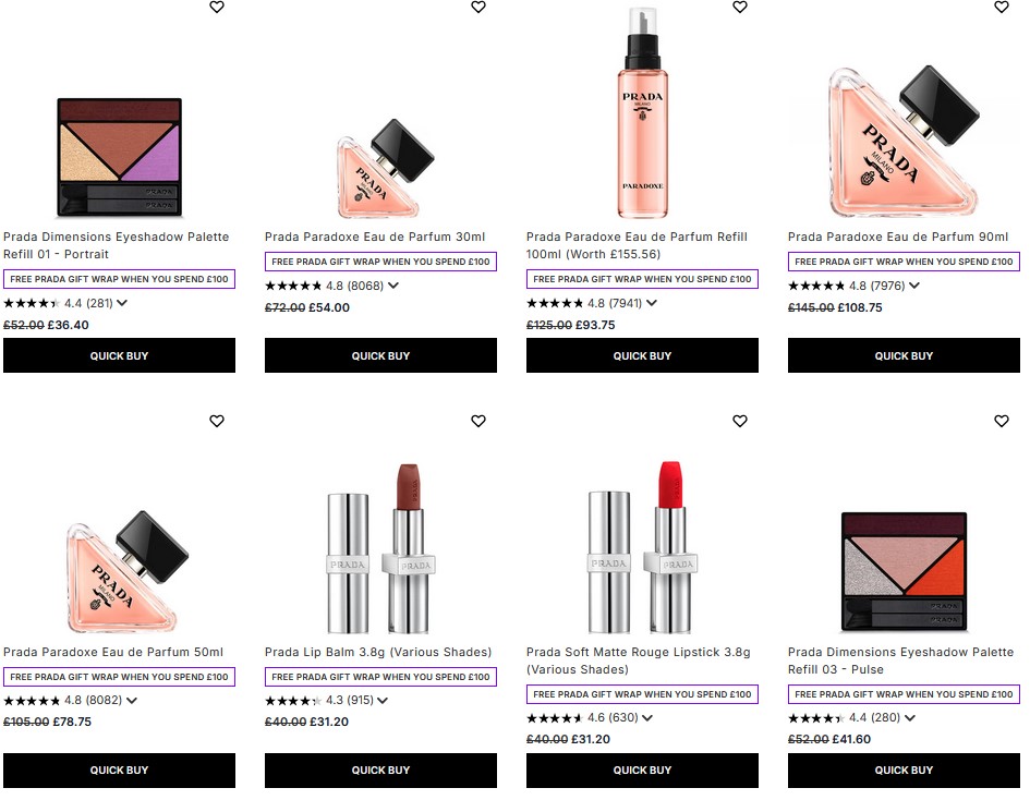 Up to 30% off Prada at Lookfantastic