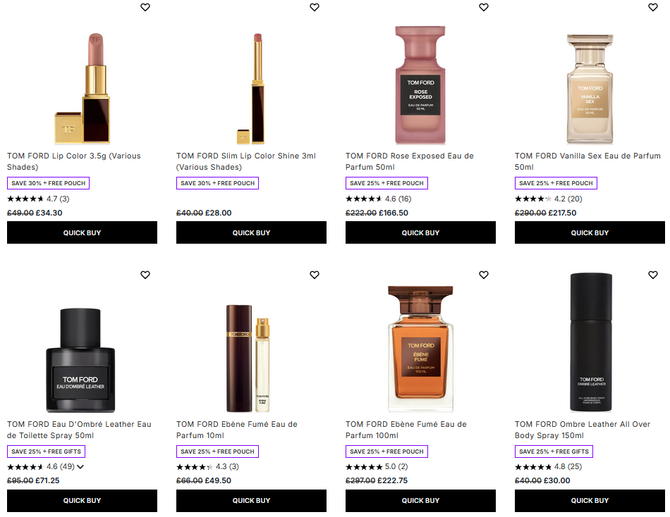 Up to 30% off TOM FORD at Lookfantastic