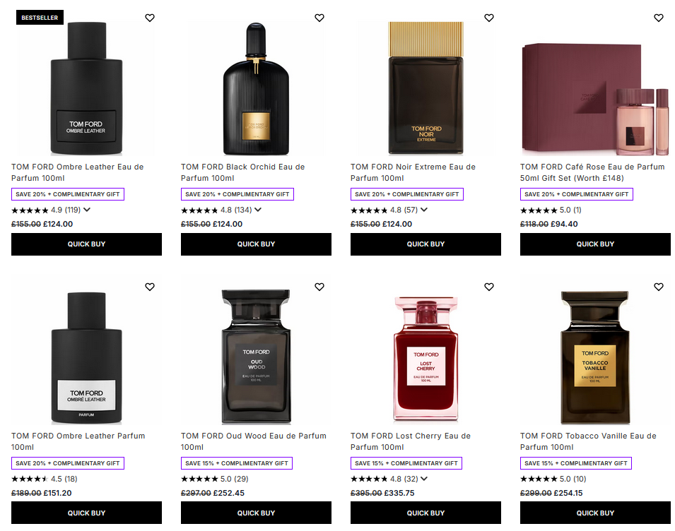 25% off Tom Ford at Lookfantastic