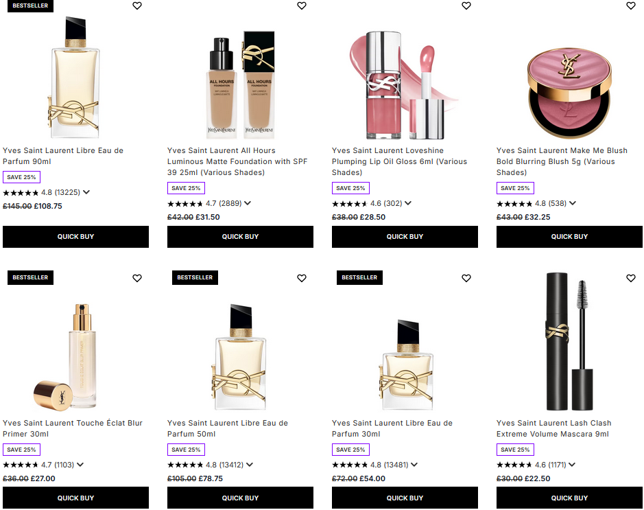 25% off YSL Beauty at Lookfantastic