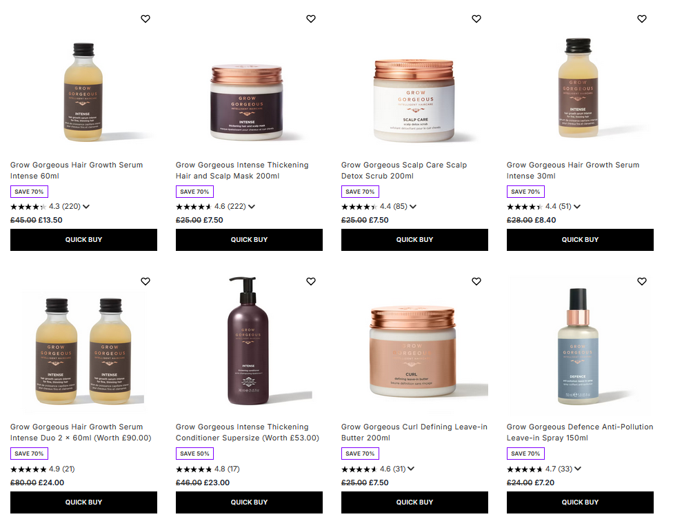 Up to 70% off Grow Gorgeous at LookFantastic