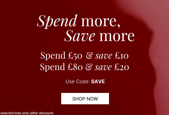 Spend £50 & save £10 or spend £80 & save £20 at Lookfantastic Spend £50 & save £10 or spend £80 & save £20 at Lookfantastic